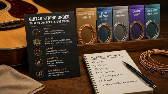 Guitar string package and string set