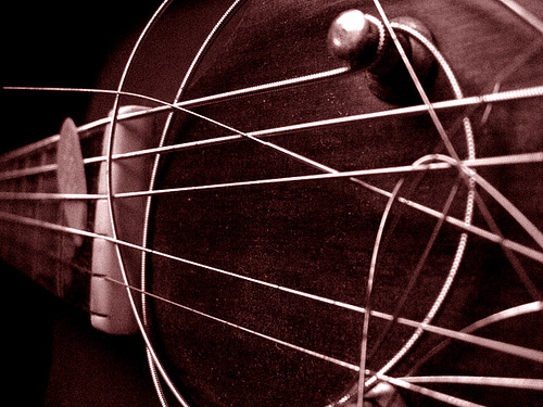 Guitar string package and string set