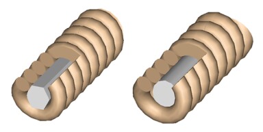 Close view of hex core guitar strings